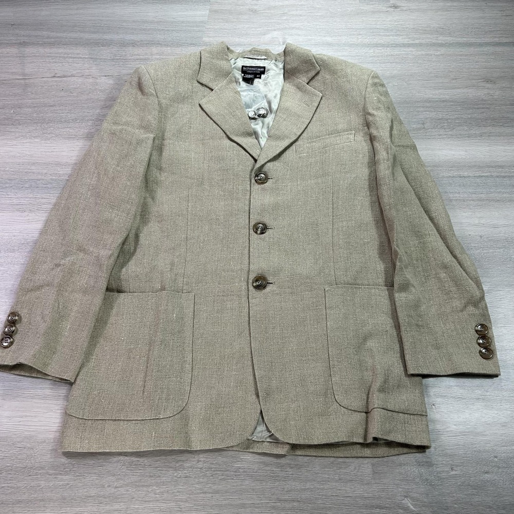 NEW J. Peterman‎ Linen Blazer Mens 40 Beige Notch 3 Button Classic Sport Coat